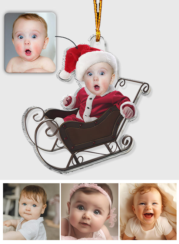 Cute Baby Sled - Personalized Newborn Transparent Ornament