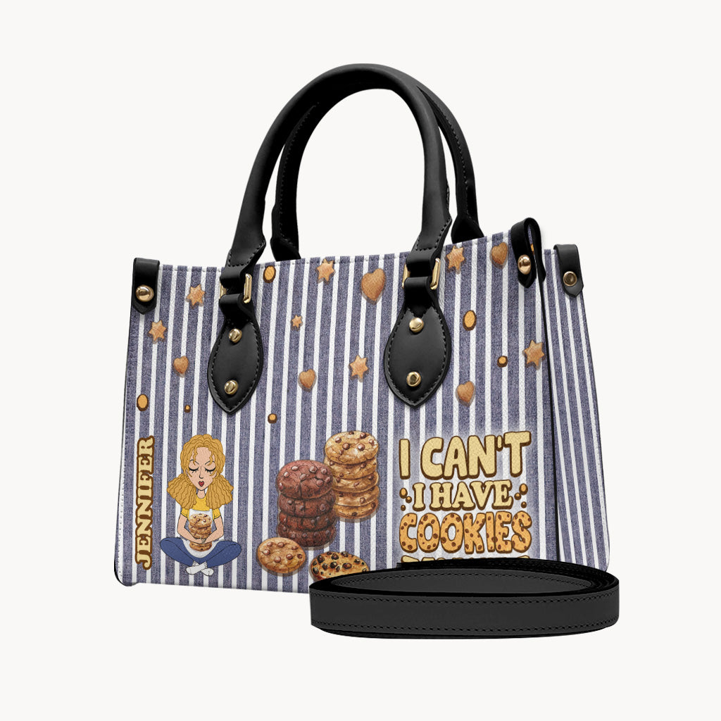 I Can't I Have Cookies To Bake - Personalized Baking Leather Handbag