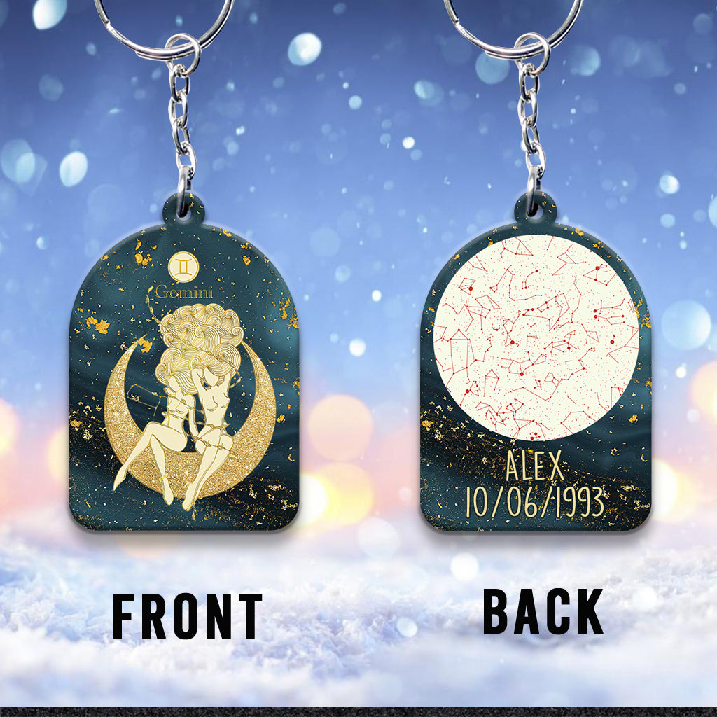 Zodiac Sign - Personalized Horoscope Keychain (Printed On Both Sides)
