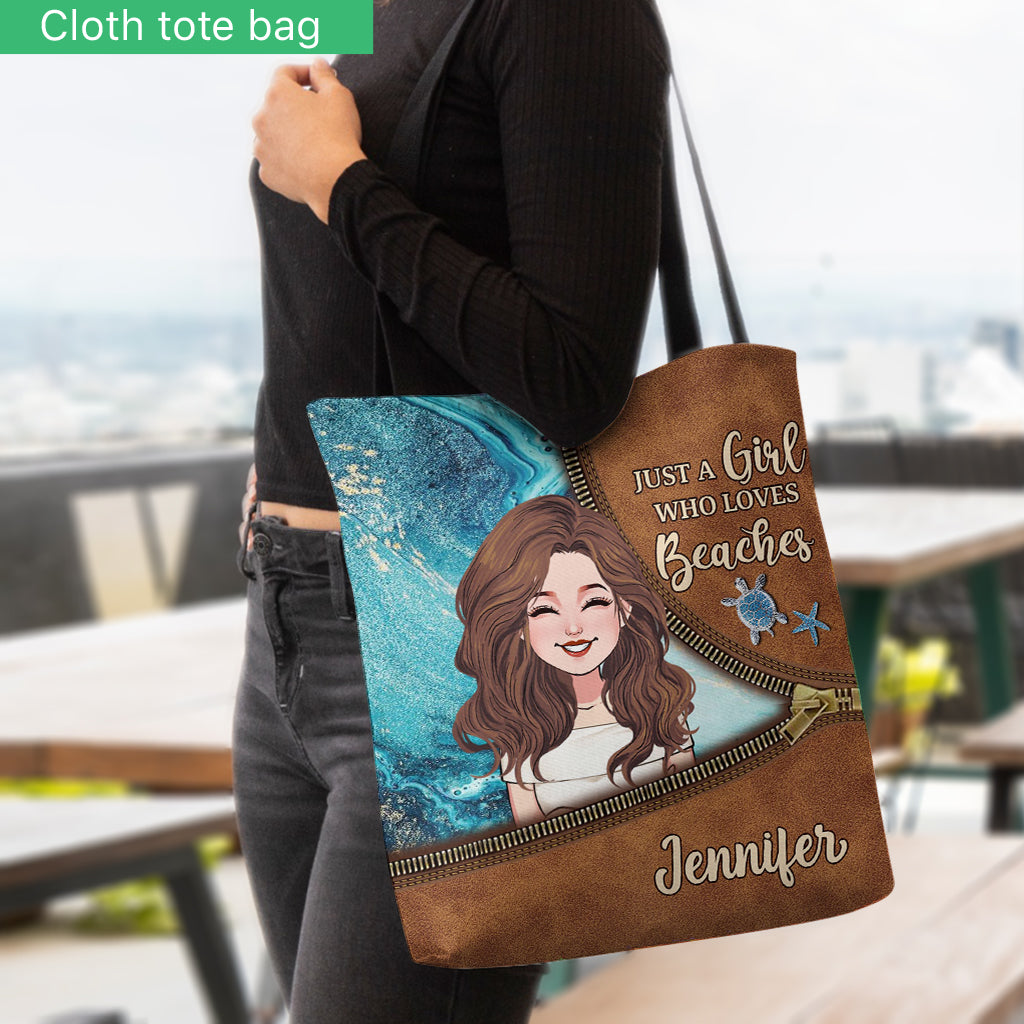 Just A Girl Who Loves Beaches - Personalized Sea Lover Tote Bag