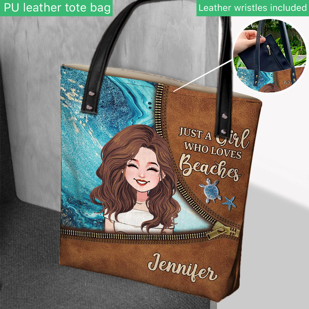 Just A Girl Who Loves Beaches - Personalized Sea Lover Tote Bag