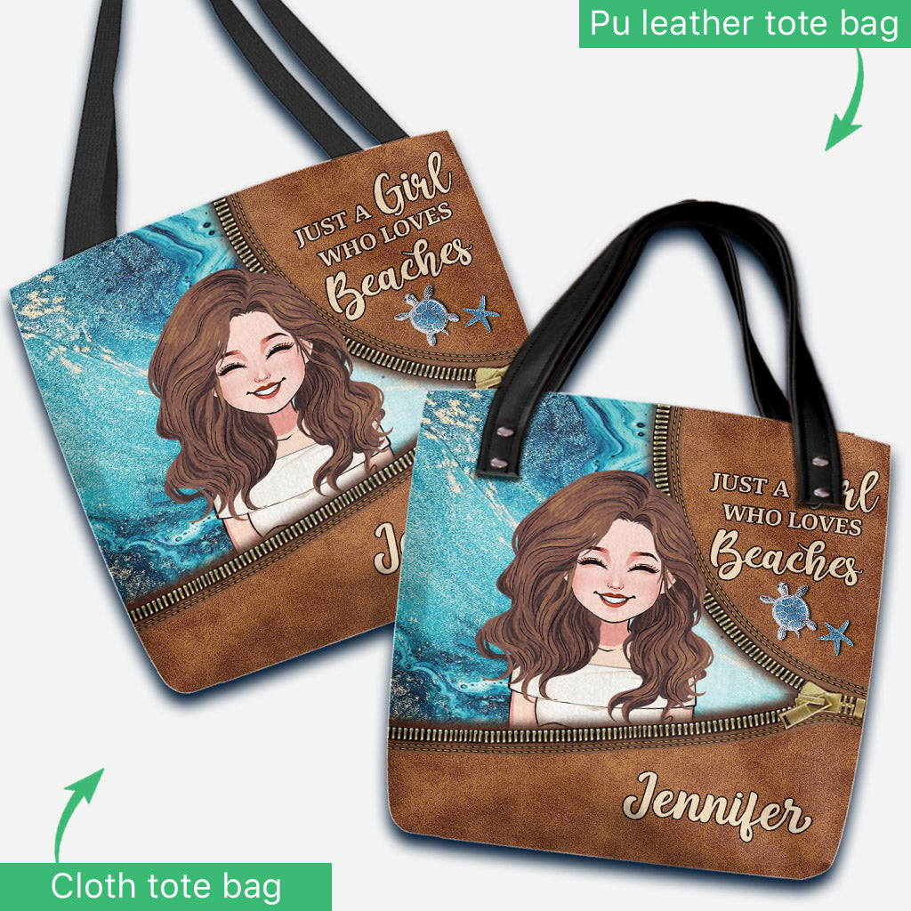 Just A Girl Who Loves Beaches - Personalized Sea Lover Tote Bag