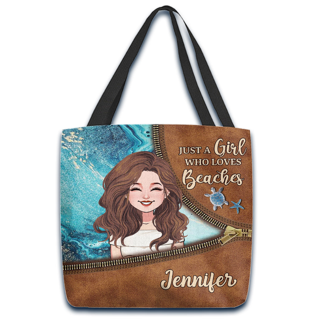 Just A Girl Who Loves Beaches - Personalized Sea Lover Tote Bag