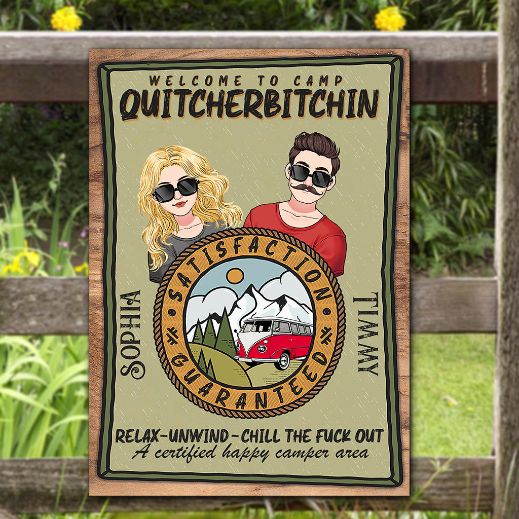 Welcome To Camp Quitcherbitchin - Personalized Camping Rectangle Metal Sign