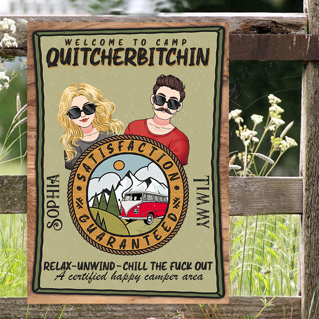 Welcome To Camp Quitcherbitchin - Personalized Camping Rectangle Metal Sign