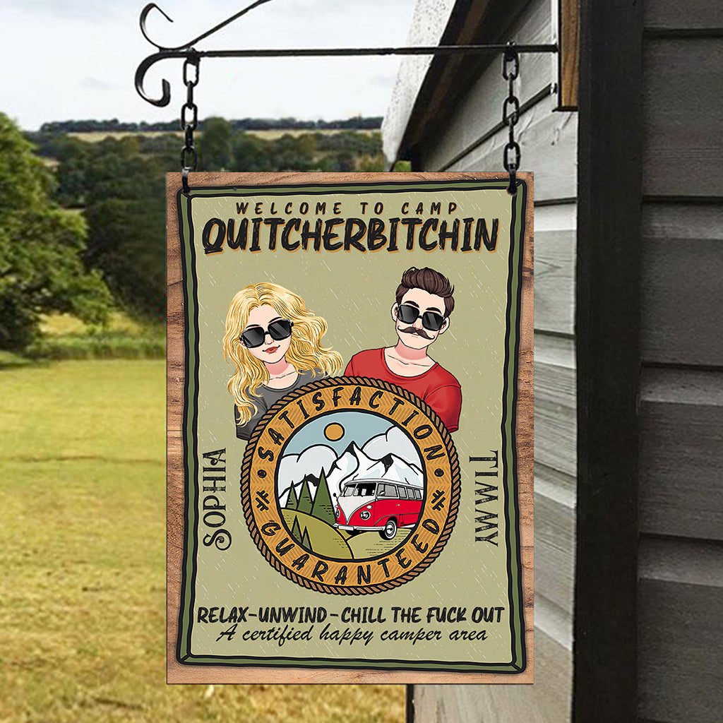 Welcome To Camp Quitcherbitchin - Personalized Camping Rectangle Metal Sign