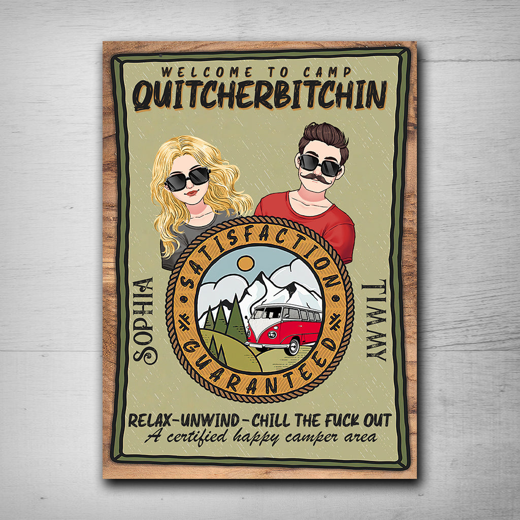 Welcome To Camp Quitcherbitchin - Personalized Camping Rectangle Metal Sign