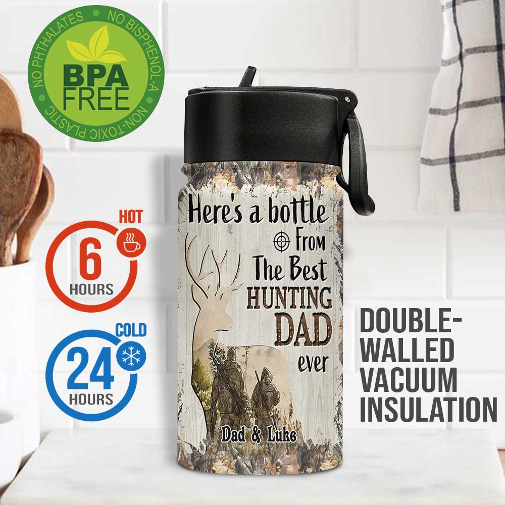 From The Best Hunting Dad Ever - Personalized Hunting Kids Water Bottle