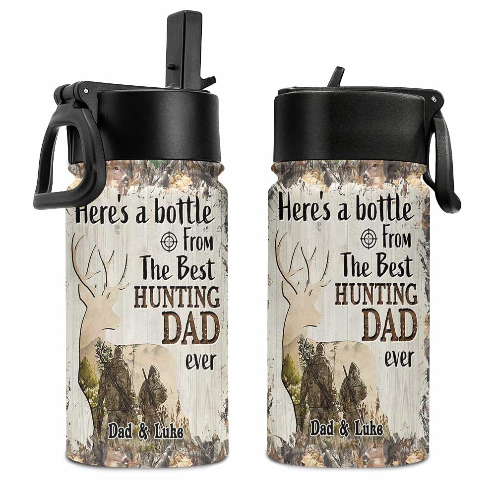 From The Best Hunting Dad Ever - Personalized Hunting Kids Water Bottle
