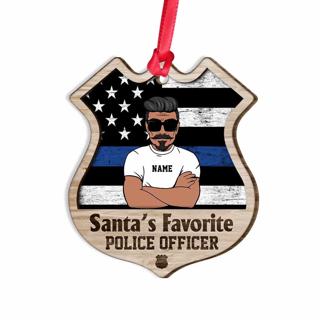 Der Lieblingspolizist des Weihnachtsmanns – Personalisierter Weihnachtsschmuck aus Holz