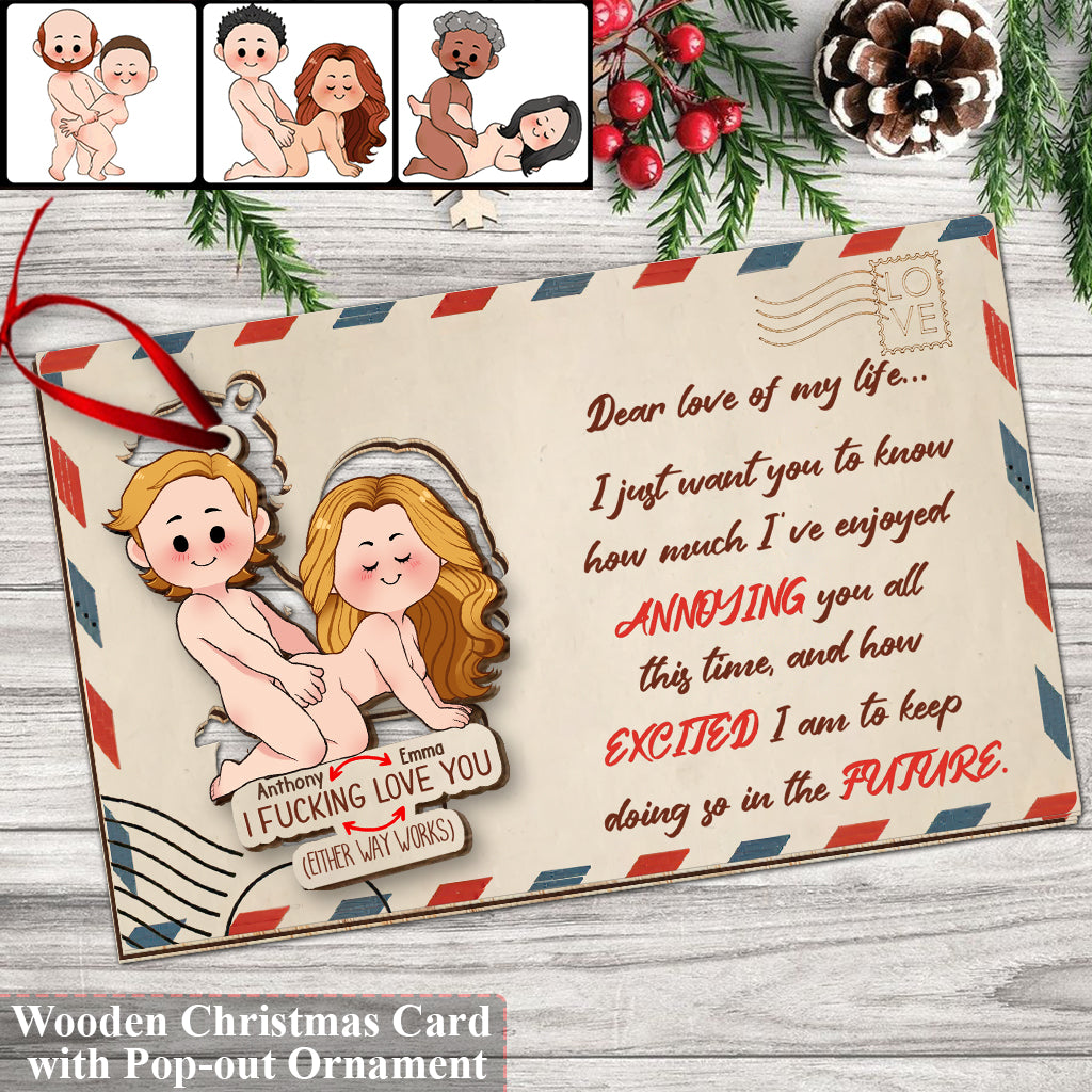 I Love You - gift for husband, wife, boyfriend, girlfriend - Personalized Wooden Card Pop Out Ornament