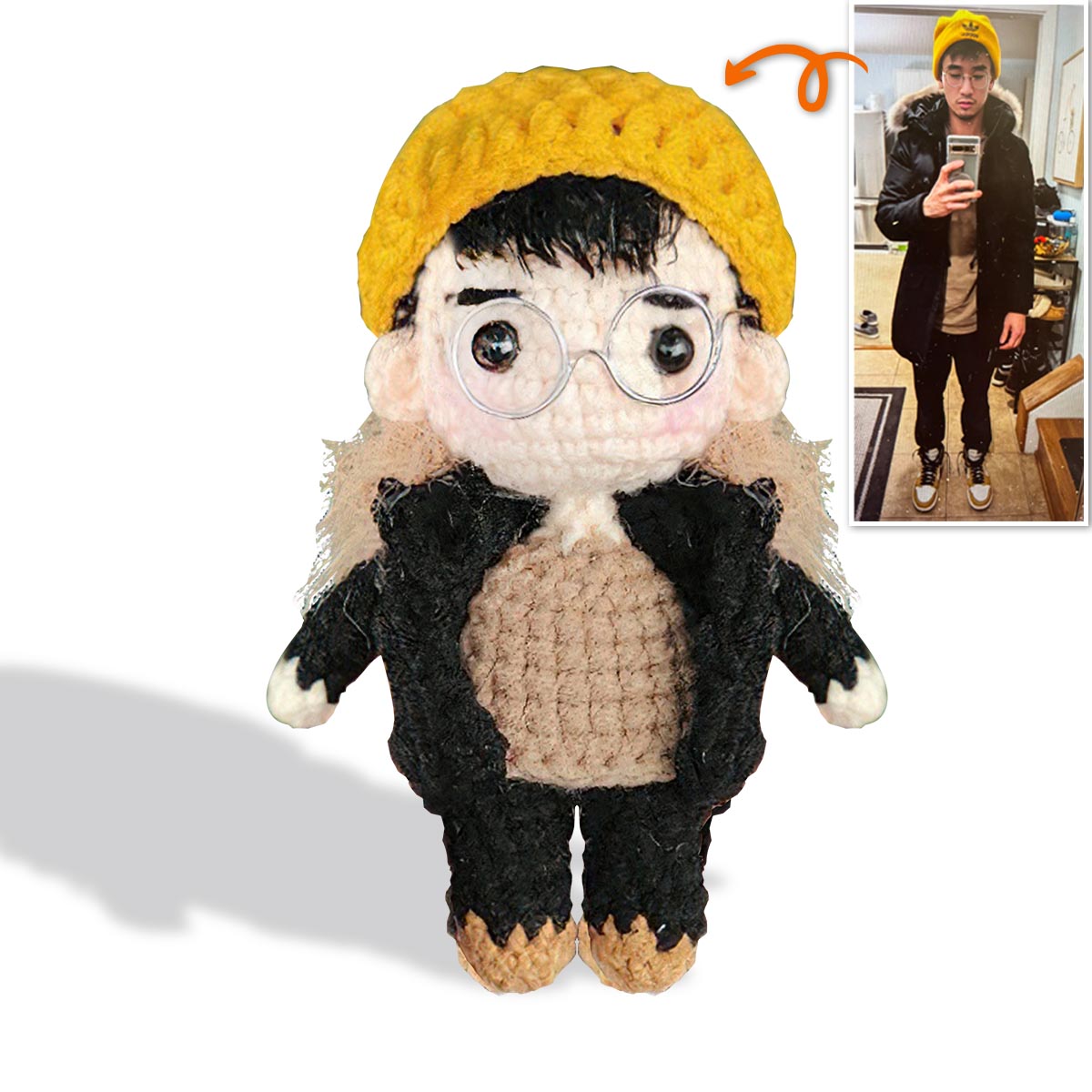 Mini-Me-Puppe – Geschenk für Geschwister – Personalisierte handgestrickte Puppe
