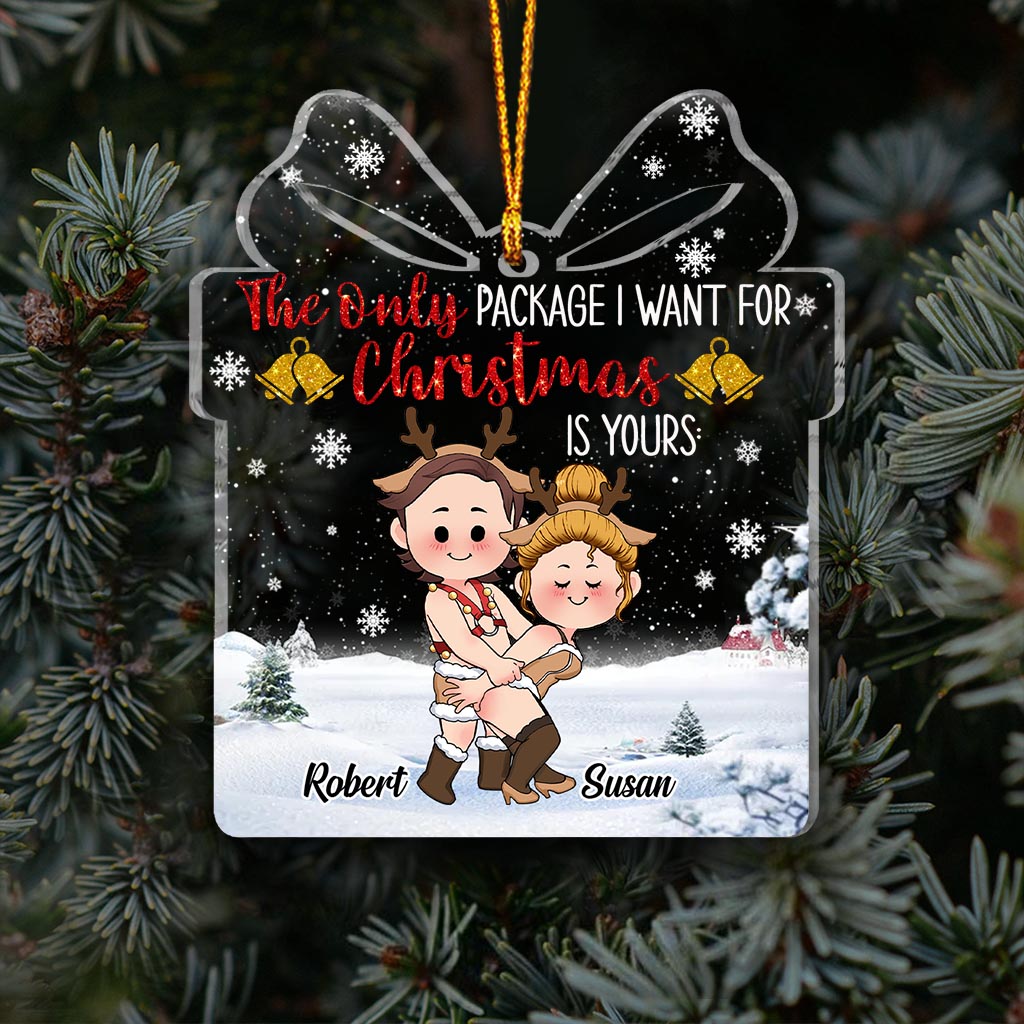 The Only Package I Want For Christmas Is Yours - Personalized Couple Transparent Ornament