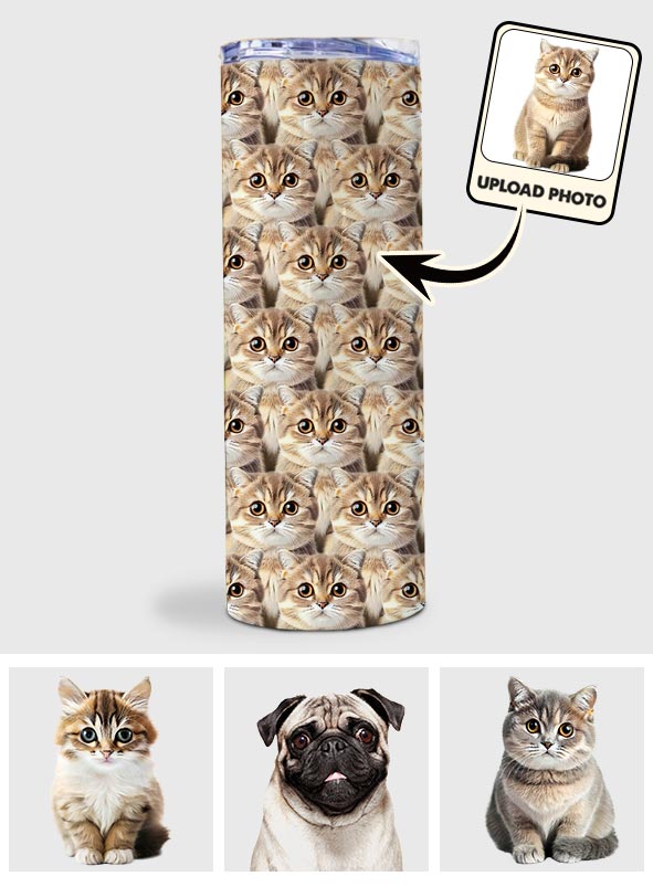 Niedliches Katzen- und Hundefoto-Muster – Geschenk für Katzen- und Hundeliebhaber – Personalisierter, schlanker Becher