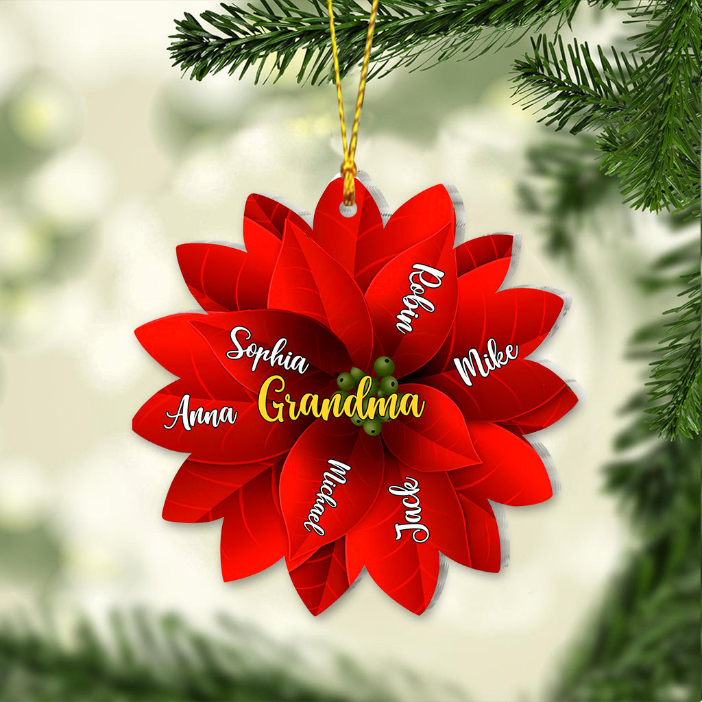 Grandma / Mama / Family Christmas Poinsettia - Gift for grandma - Personalized Ornament