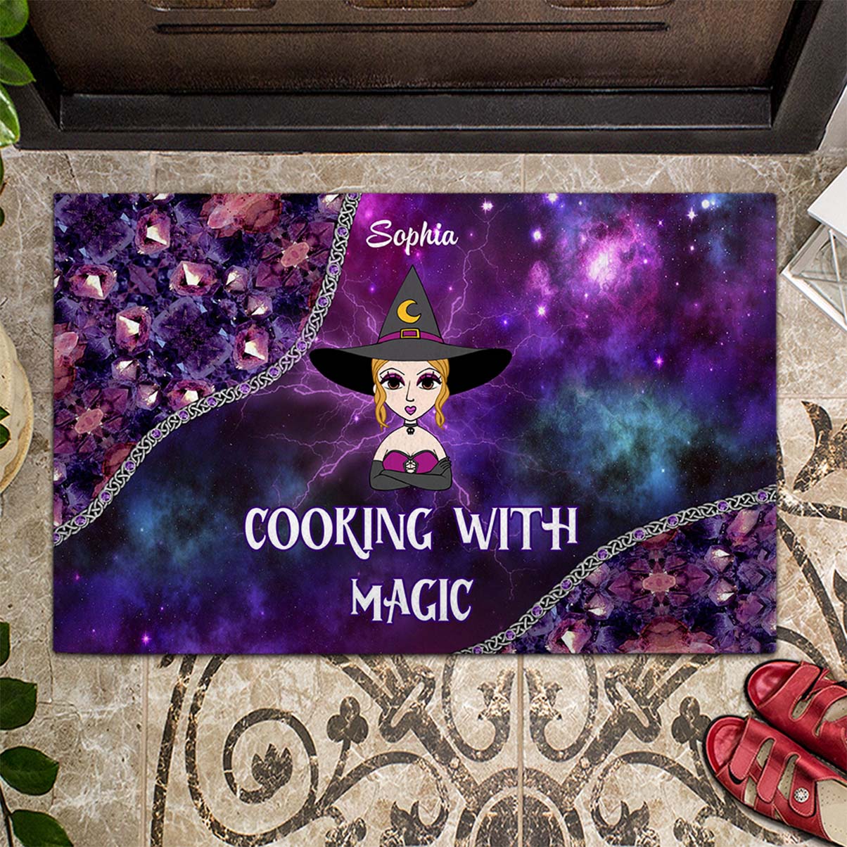 Cooking With Magic - Personalized Witch Doormat