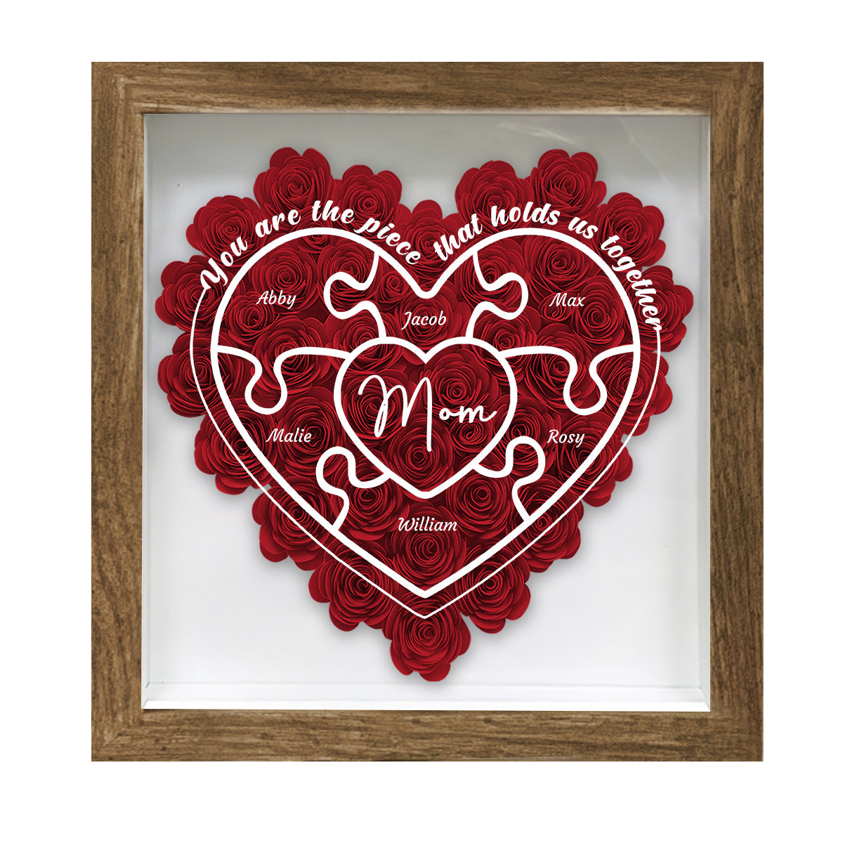 Mom You Are The Piece - Gift for mom, grandma, aunt, aunt, dad - Personalized Flower Shadow Box
