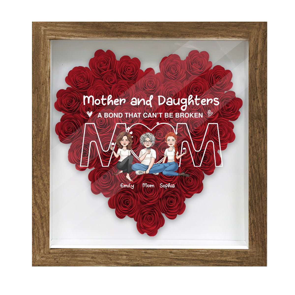 A Bond That Can’t Be Broken - Personalized Mother Flower Shadow Box