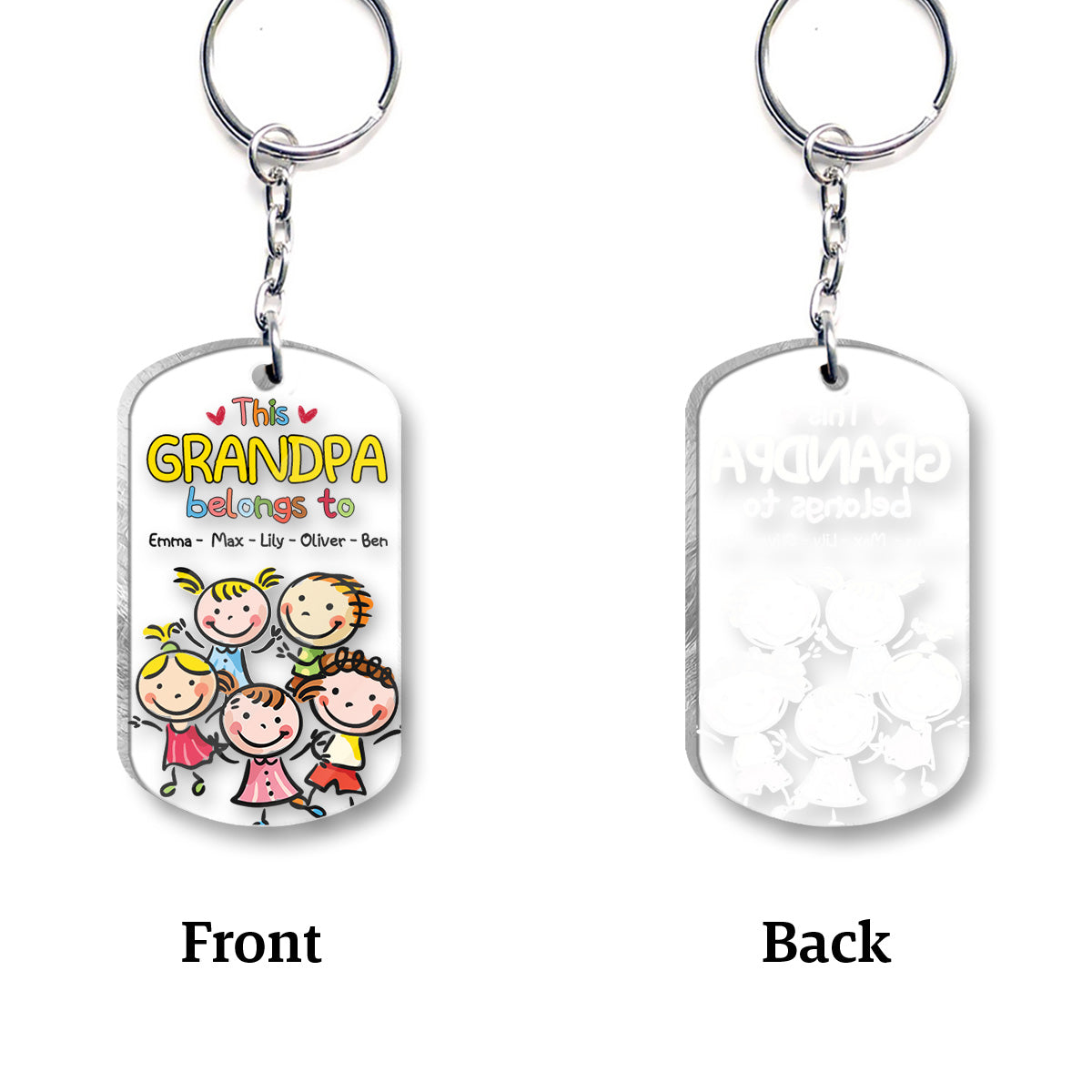 This Grandpa Belongs To - Gift for grandpa, grandma, mom, dad, uncle, aunt, brother, sister - Personalized Keychain