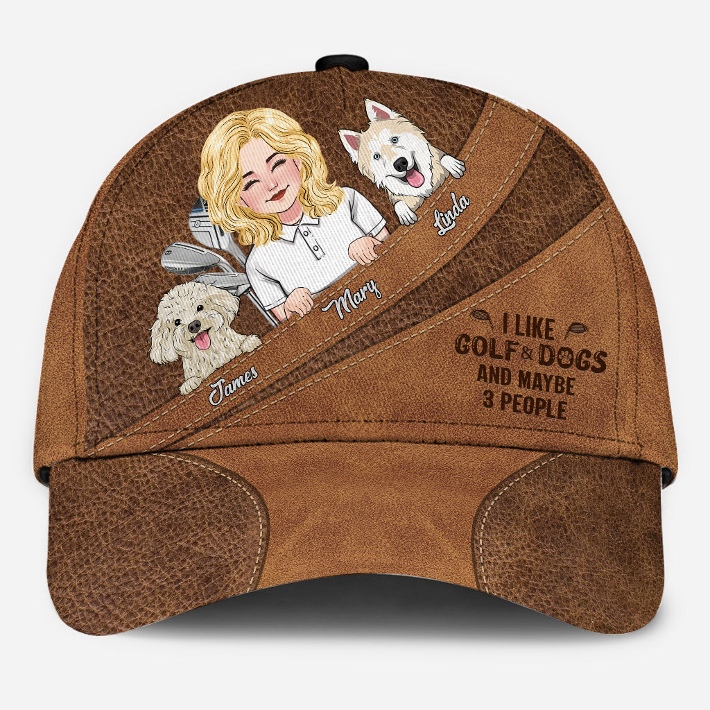 Ich mag Golf, Hunde und vielleicht 3 Personen – personalisierte Golf Classic Cap