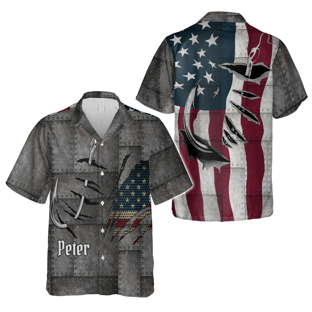Chemise hawaïenne de pêche personnalisée Patriot Anglers Vintage