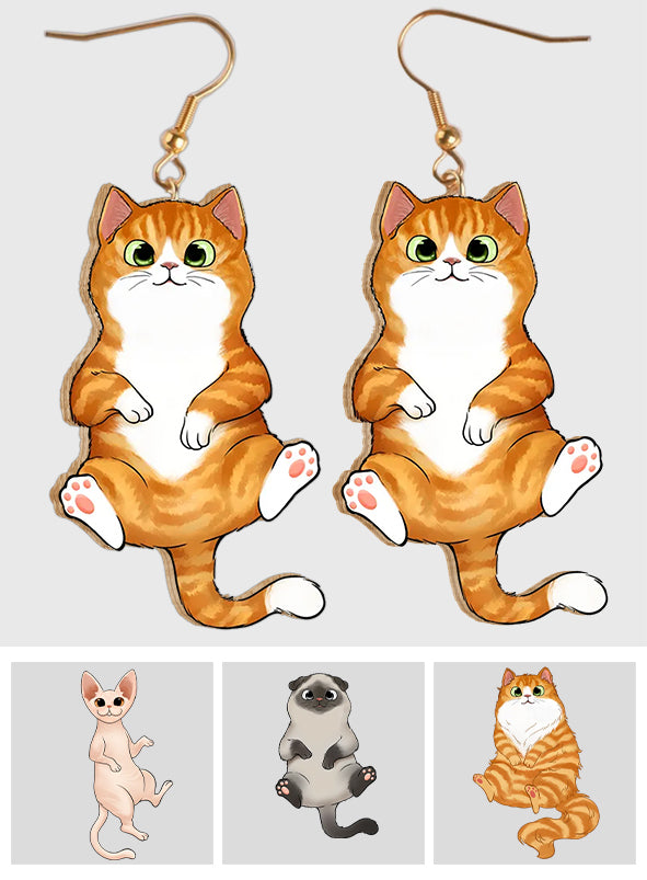 Individuelle Hängeohrringe mit Katzenmotiv – Geschenk für Katzenliebhaber – Personalisierte Holzohrringe