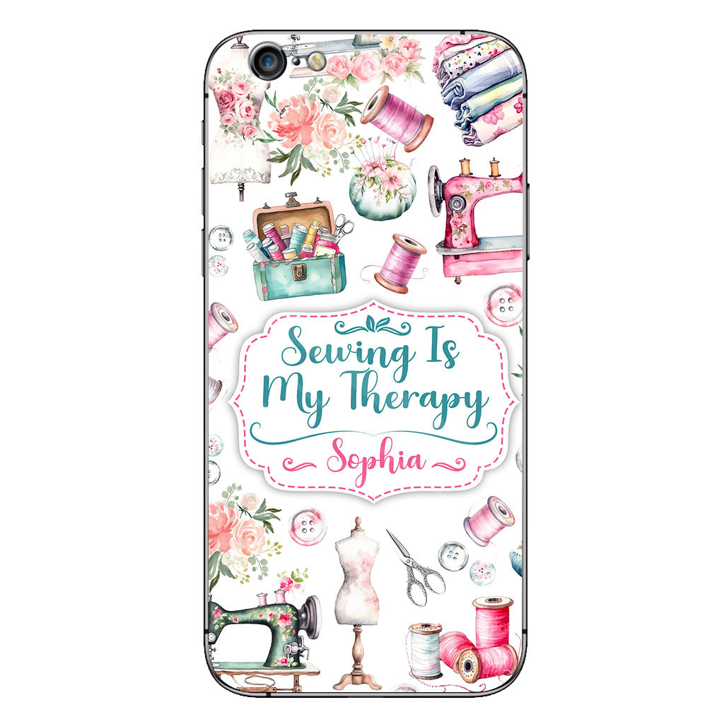 Sewing Is My Therapy - Personalized Sewing Phone Case
