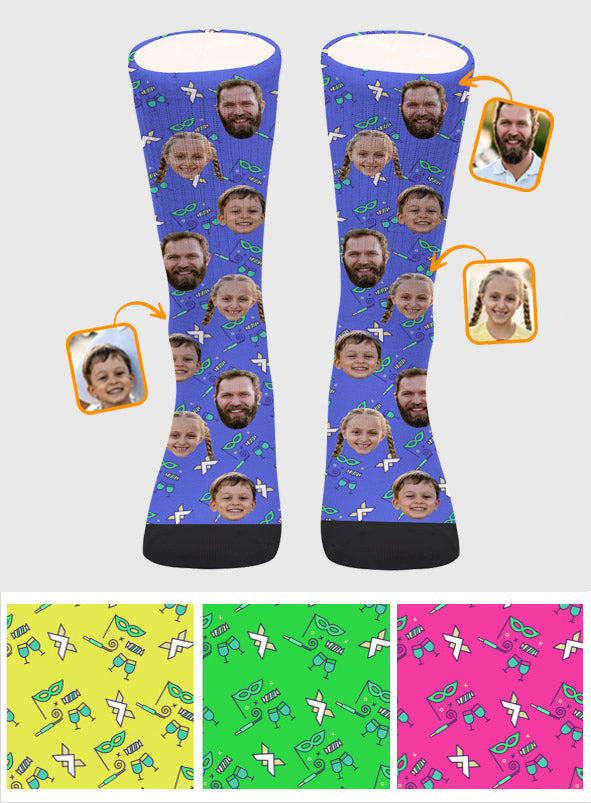 Custom Face Party Pattern - Personalized Father Socks