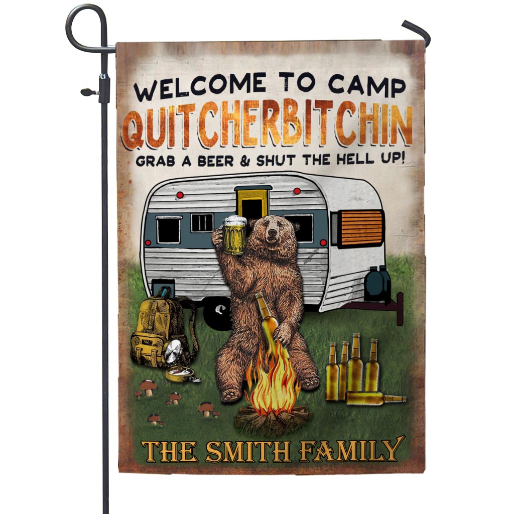 Schnapp dir ein Bier und halt die Klappe – personalisierte Camping-Gartenflagge