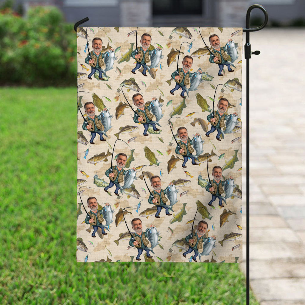 Photo Inserted Funny Fishing - Personalized Fishing Garden Flag