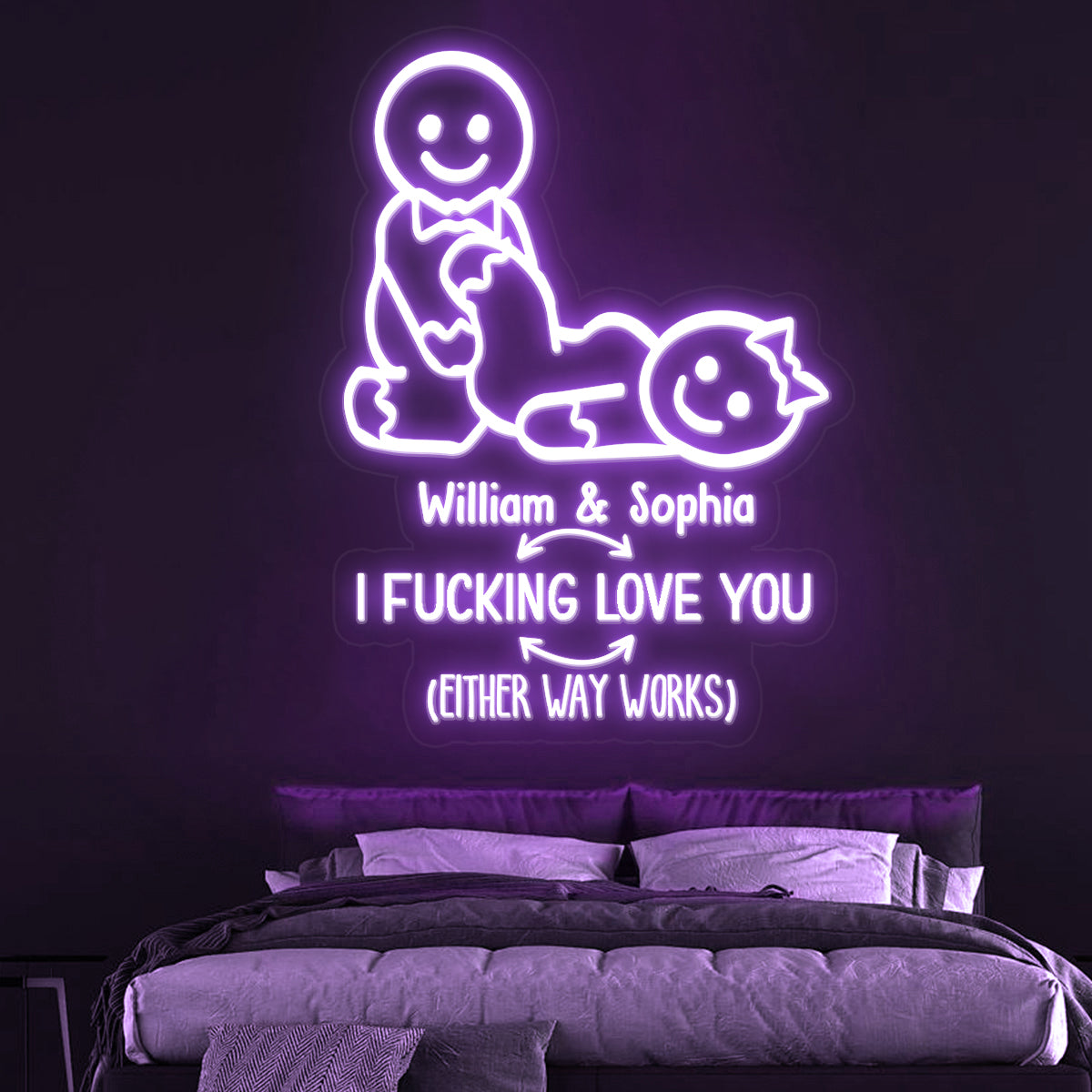 I Love You Naughty Ginger Bread - gift for boyfriend, wife, husband, girlfriend - Personalized Neon Sign