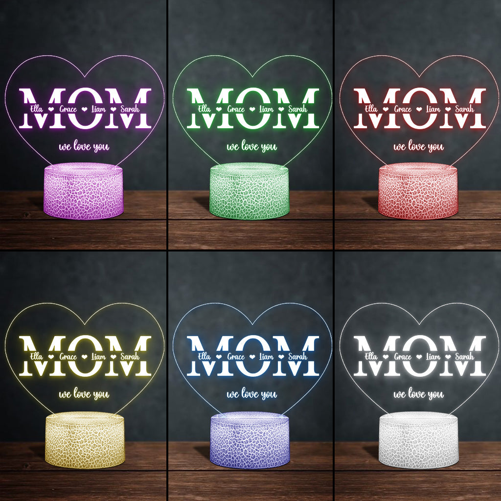 Mom We Love You - Personalized Mother Shaped Plaque Light Base
