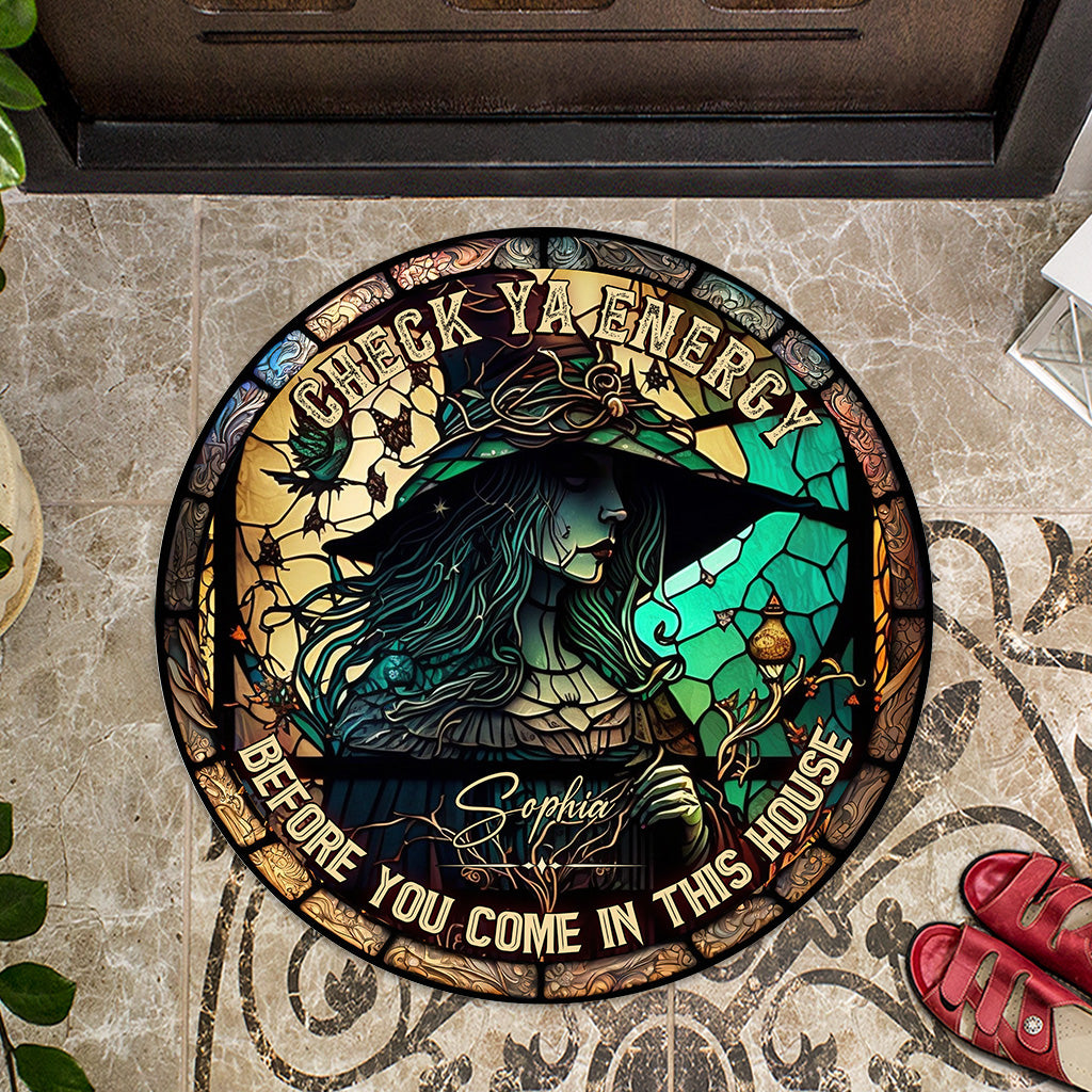 Check Ya Energy - Personalized Witch Shaped Doormat
