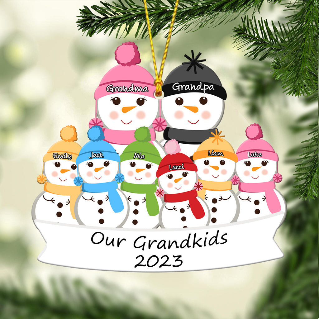 Our Grandkids Cute Snowman - Personalized Grandma Ornament