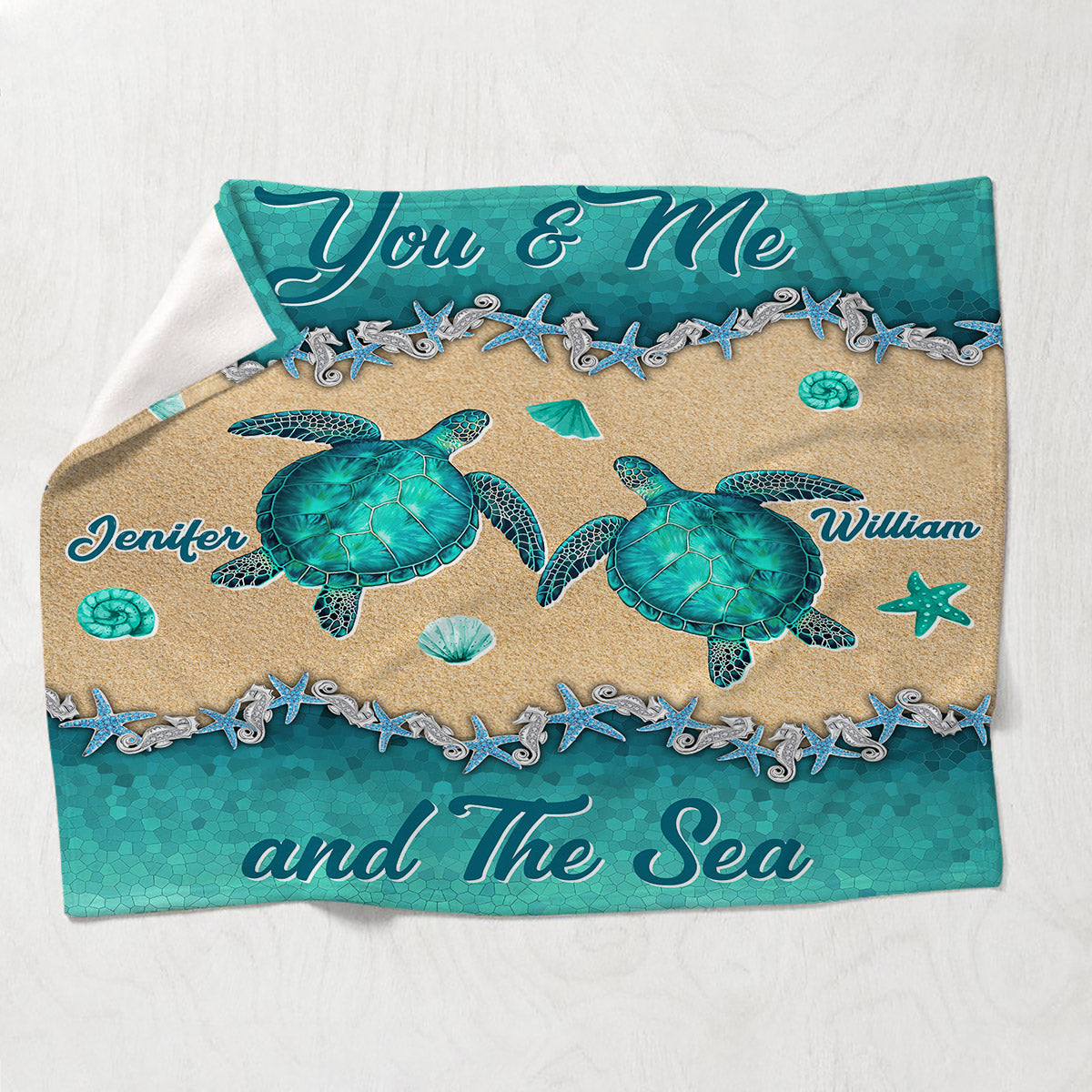 Salty Lil' Beach - Personalized Turtle Blanket