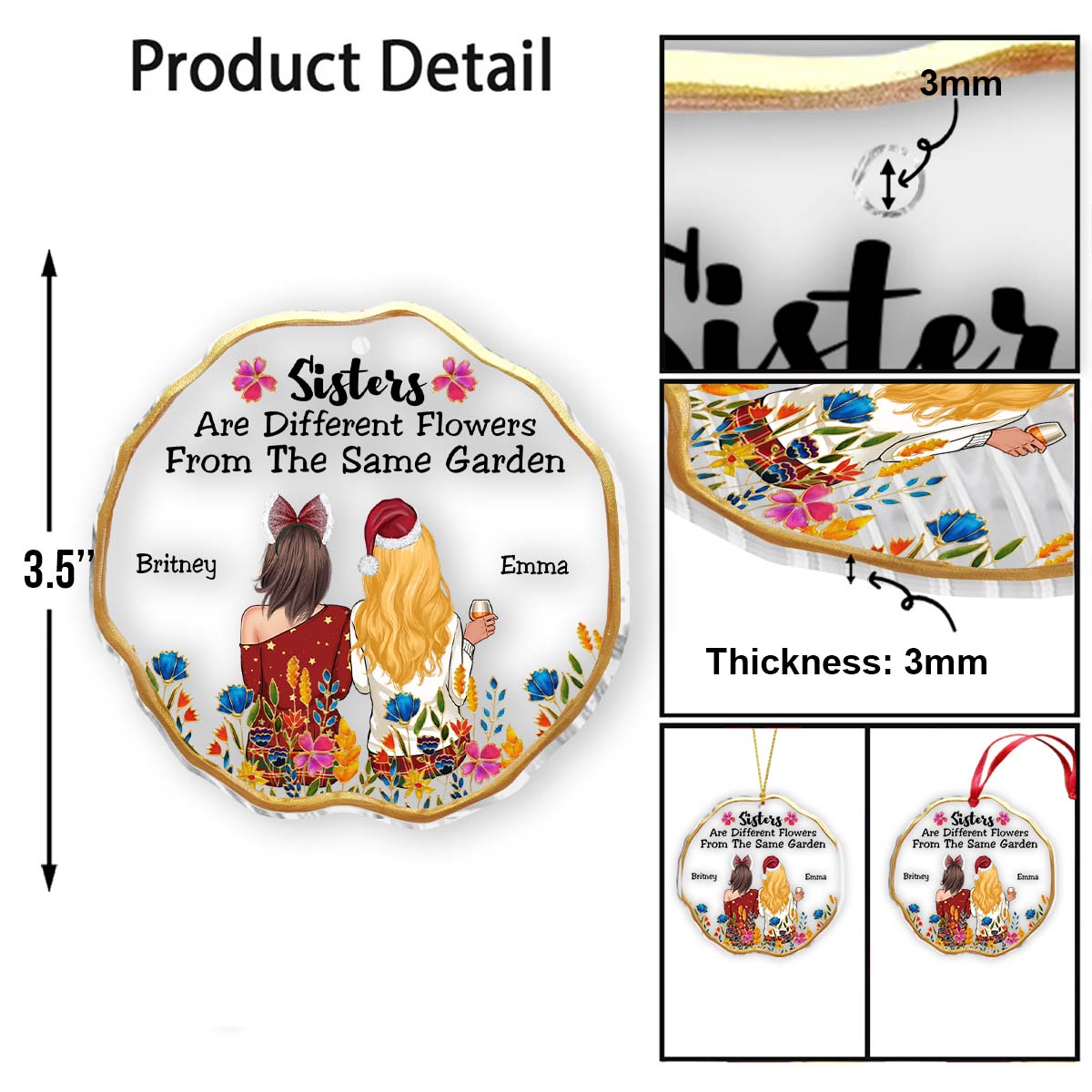 Sisters Are Flowers From The Same Garden - Personalized Sister Transparent Ornament