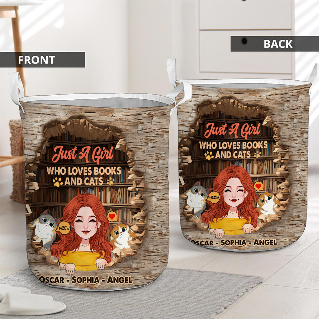 Love Books And Cats - Personalized Book Storage Basket