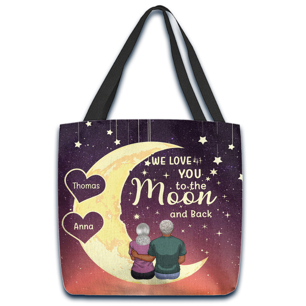 Bis zum Mond und zurück – Geschenk für Oma, Mutter, Tochter, Enkelin – Personalisierte Tragetasche