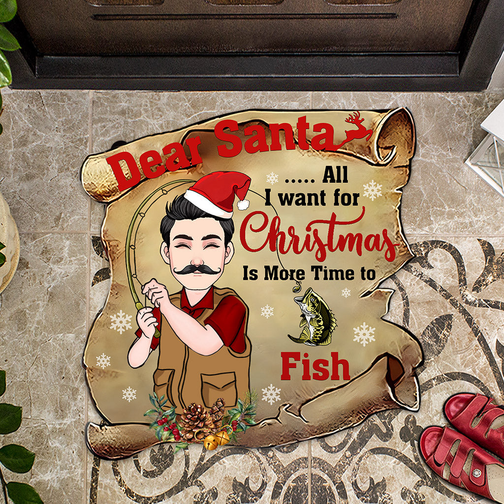 Dear Santa - Personalized Fishing Shaped Doormat