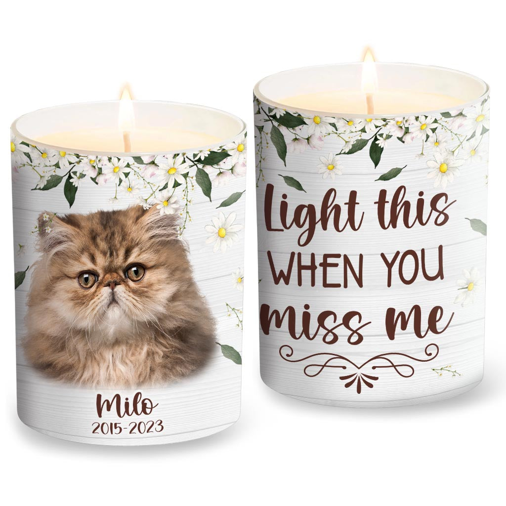 Zünde diese Kerze an, wenn du mich vermisst – Geschenk für Hundebesitzer und Katzenliebhaber – Personalisierte Kerze mit Holzdeckel