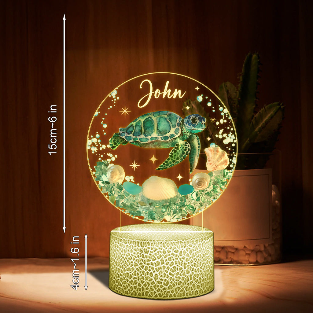 Love Turtle - Personalized Turtle Shaped Plaque Light Base