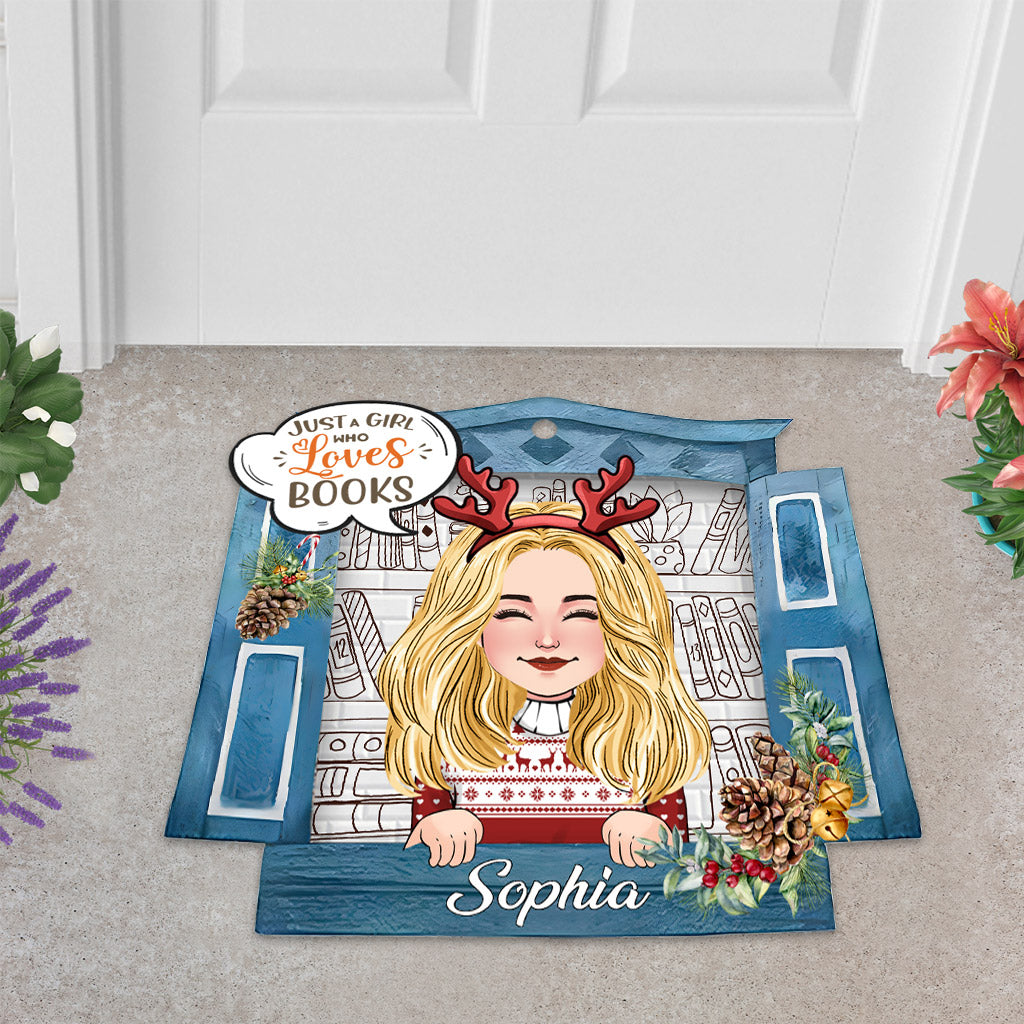 Just A Girl Who Loves Books - Personalized Book Shaped Doormat