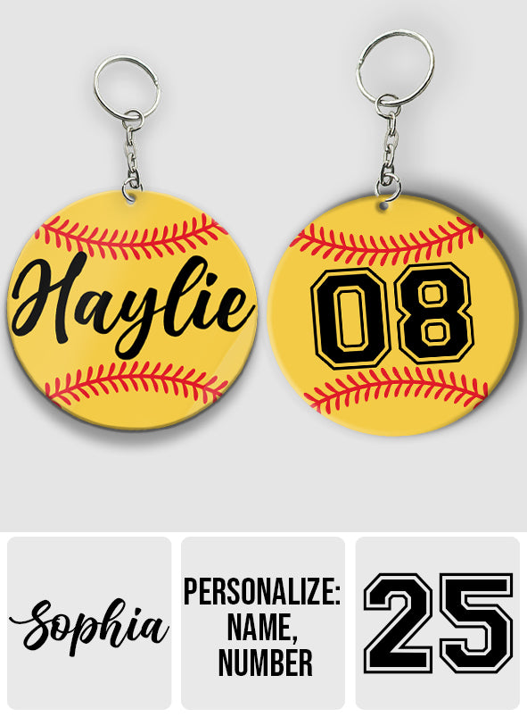 Porte-clés softball personnalisé « Amoureux du baseball »