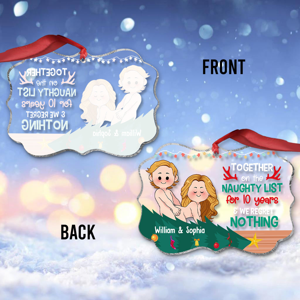 Together On The Naughty List - Personalized Couple Transparent Ornament