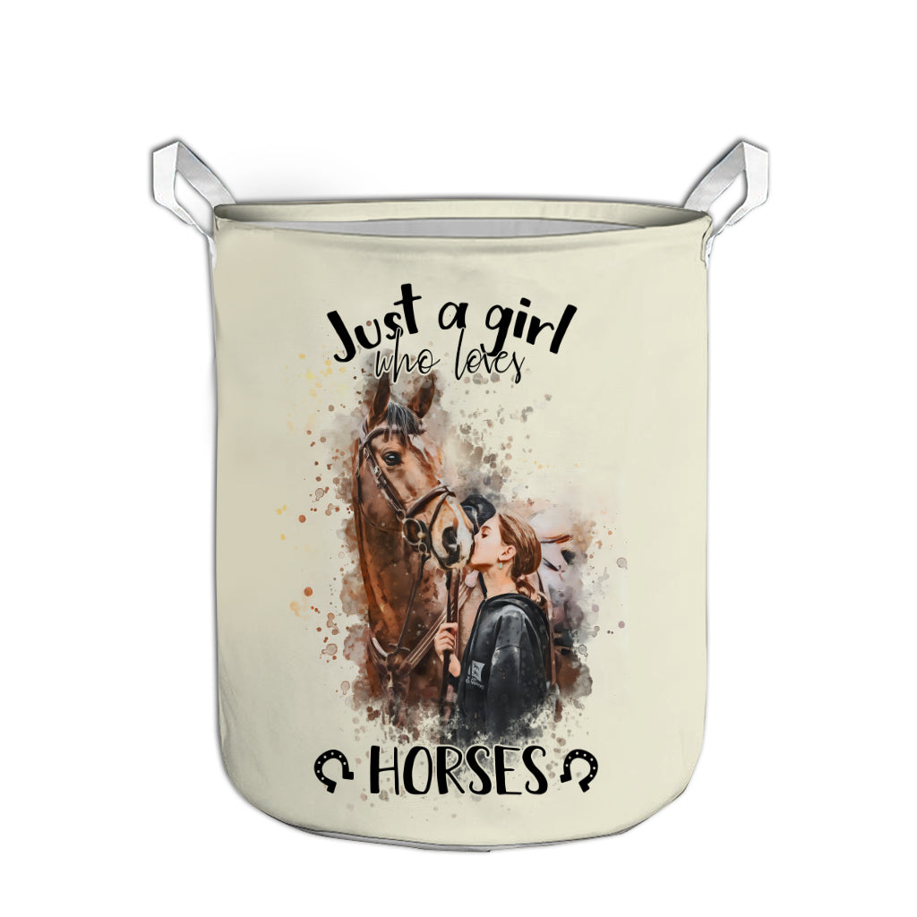 Just A Girl Who Loves Horses - Personalized Horse Storage Basket
