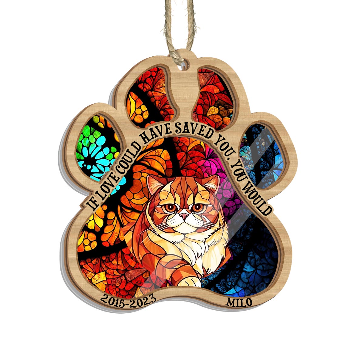 Tu as laissé des empreintes sur mon cœur - Cadeau pour la perte d'un chien ou d'un chat - Attrape-soleil personnalisé