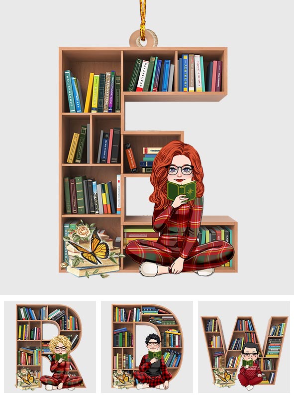 Ornement de bibliothèque avec alphabet et chiffres - Ornement de livre personnalisé