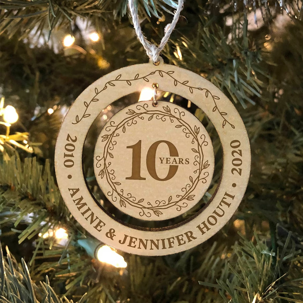 Happy Anniversary - gift for girlfriend, boyfriend - Personalized 2 Piece Wooden Ornament
