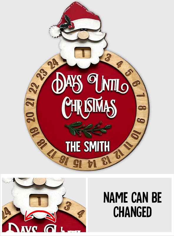 Tage bis Weihnachten – Personalisiertes Holzschild mit Countdown für die ganze Familie (1 Tag)