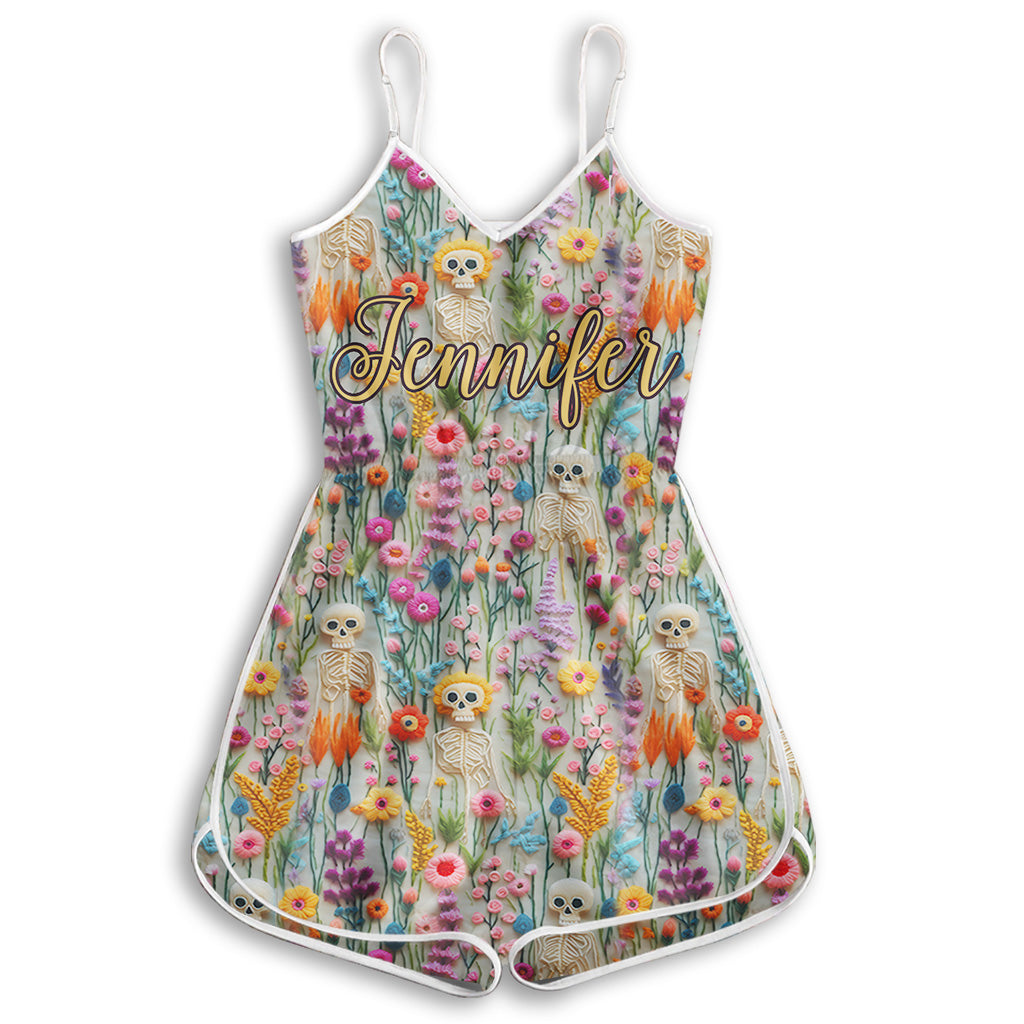 Combinaison squelette floral - Crâne personnalisé